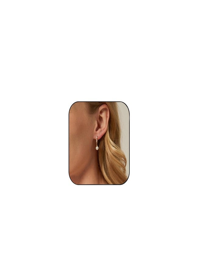 XSBODY Gold Pearl Clip on Earrings for Women Dangle Jewelry Elegant Small Cubic Zirconia Drop Earrings for Bridal Bridesmaid Wedding Jewelry Non Pierced - Image 1